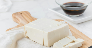 sliced tofu on a cutting board